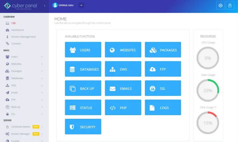 CyberPanel is an OpenLiteSpeed-powered web hosting control panel.