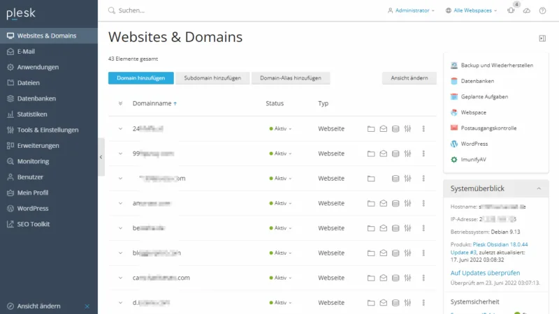 Plesk allows anyone to administer cloud servers, WordPress, Joomla, and other software.